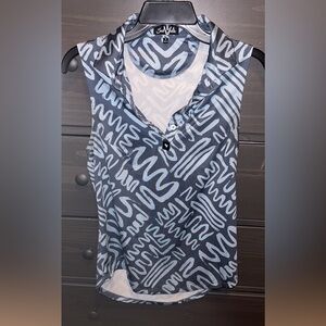 Bad Birdie Navy and White Scribble Tank Top